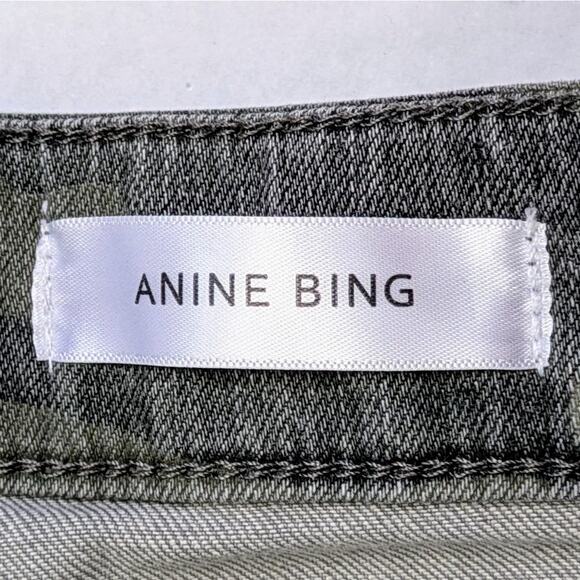 Anine Bing Jeans Women's 28 Green Camoflage Zipper Skinny Stretch Denim Low Rise - Picture 2 of 11